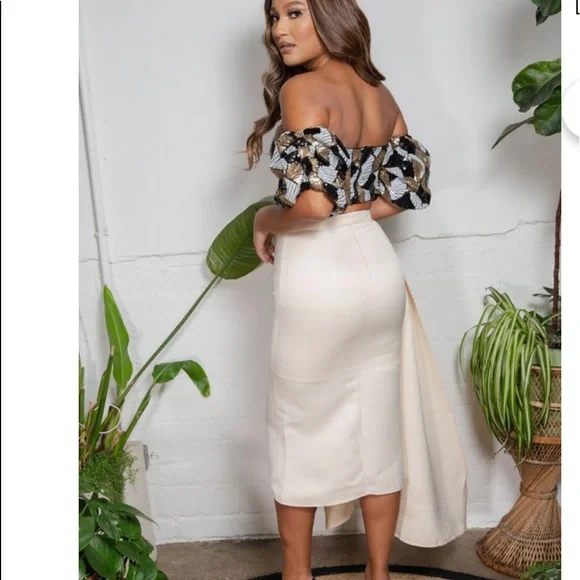 ASOS Virgos Lounge Bardot Sequin Top Gold Black Sold Out NWT UK 10 - Picture 5 of 15